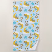 クマのパターン,かわいいクマ,テディベア,スター ビーチタオル (正面)