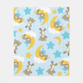 クマのパターン,かわいいクマ,テディベア,スター フリースブランケット (正面)