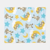 クマのパターン,かわいいクマ,テディベア,スター フリースブランケット (正面(横))