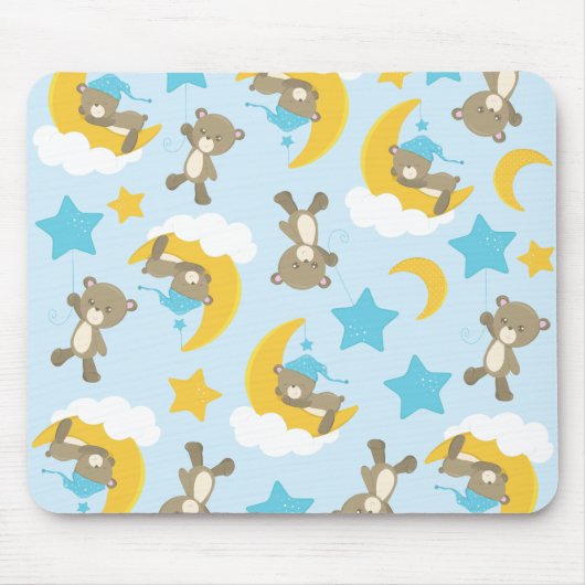 クマのパターン，かわいいクマ，テディベア，スター マウスパッド (正面)