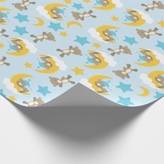 クマのパターン,かわいいクマ,テディベア,スター ラッピングペーパー (角)