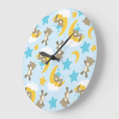 クマのパターン,かわいいクマ,テディベア,スター ラージ壁時計 (傾斜)