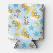 クマのパターン，かわいいクマ，テディベア，スター 缶クーラー (正面)