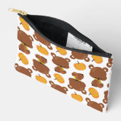 クマのパターン，かわいいクマ，秋，カボチャ アクセサリーポーチ (見開き)