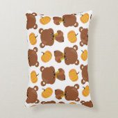 クマのパターン，かわいいクマ，秋，カボチャ アクセントクッション (正面(垂直))
