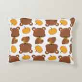 クマのパターン，かわいいクマ，秋，カボチャ アクセントクッション (裏面)