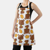 クマのパターン，かわいいクマ，秋，カボチャ エプロン (インサイチュ)