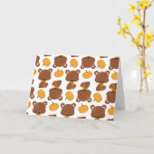 クマのパターン,かわいいクマ,秋,カボチャ カード (黄色い花)