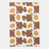 クマのパターン,かわいいクマ,秋,カボチャ キッチンタオル (縦)