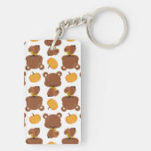 クマのパターン，かわいいクマ，秋，カボチャ キーホルダー (裏面)