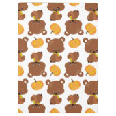 クマのパターン，かわいいクマ，秋，カボチャ クリップボード (裏面)