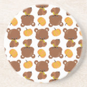 クマのパターン,かわいいクマ,秋,カボチャ コースター (正面)
