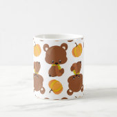 クマのパターン，かわいいクマ，秋，カボチャ コーヒーマグカップ (中央)