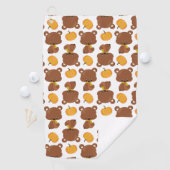 クマのパターン，かわいいクマ，秋，カボチャ ゴルフタオル (インサイチュ)