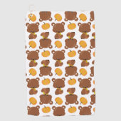クマのパターン，かわいいクマ，秋，カボチャ ゴルフタオル (正面)