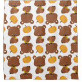 クマのパターン，かわいいクマ，秋，カボチャ シャワーカーテン (正面)