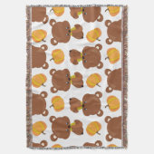 クマのパターン，かわいいクマ，秋，カボチャ スローブランケット (正面縦)