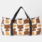 クマのパターン，かわいいクマ，秋，カボチャ ダッフルバッグ (裏面)