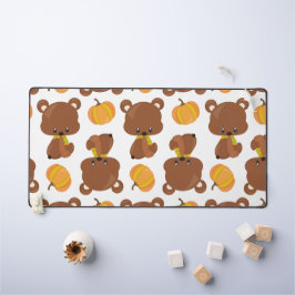 クマのパターン，かわいいクマ，秋，カボチャ デスクマット