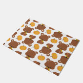 クマのパターン，かわいいクマ，秋，カボチャ ドアマット (アングル)