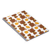 クマのパターン,かわいいクマ,秋,カボチャ ノートブック (右側)