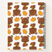 クマのパターン，かわいいクマ，秋，カボチャ ノートブック (裏面)