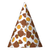 クマのパターン，かわいいクマ，秋，カボチャ パーティーハット (裏面)