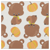 クマのパターン，かわいいクマ，秋，カボチャ ファブリック (クローズアップ)