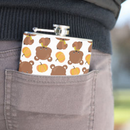 クマのパターン，かわいいクマ，秋，カボチャ フラスク