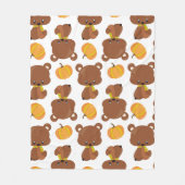 クマのパターン,かわいいクマ,秋,カボチャ フリースブランケット (正面)