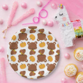 クマのパターン，かわいいクマ，秋，カボチャ ペーパープレート (パーティー)