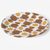 クマのパターン，かわいいクマ，秋，カボチャ ペーパープレート (アングル)