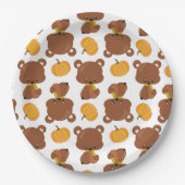 クマのパターン，かわいいクマ，秋，カボチャ ペーパープレート (正面)