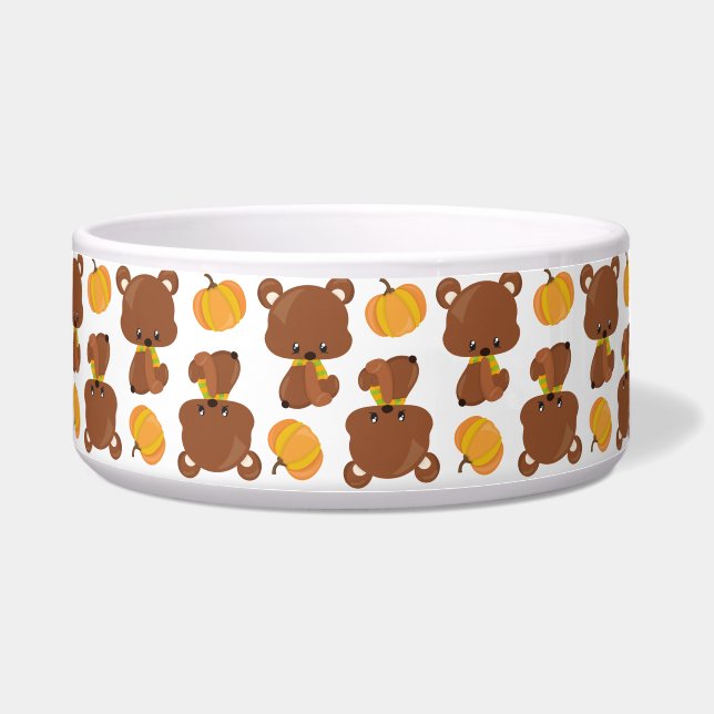 クマのパターン，かわいいクマ，秋，カボチャ ボウル (正面)