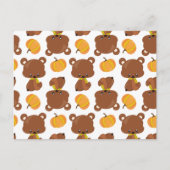クマのパターン,かわいいクマ,秋,カボチャ ポストカード (正面)