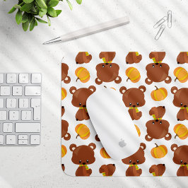 クマのパターン,かわいいクマ,秋,カボチャ マウスパッド