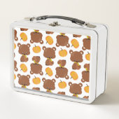 クマのパターン,かわいいクマ,秋,カボチャ メタルランチボックス (正面)