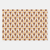 クマのパターン,かわいいクマ,秋,カボチャ ラッピングペーパーシート (正面3)