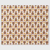 クマのパターン，かわいいクマ，秋，カボチャ ラッピングペーパー (フラット)