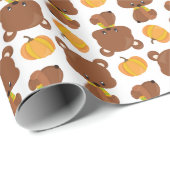 クマのパターン，かわいいクマ，秋，カボチャ ラッピングペーパー (ロールコーナー)