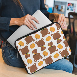 クマのパターン,かわいいクマ,秋,カボチャ ラップトップスリーブ