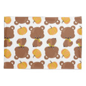 クマのパターン，かわいいクマ，秋，カボチャ 枕カバー (裏面)