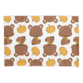 クマのパターン，かわいいクマ，秋，カボチャ 枕カバー (正面)