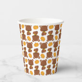 クマのパターン，かわいいクマ，秋，カボチャ 紙コップ (正面)