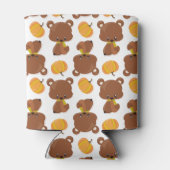 クマのパターン，かわいいクマ，秋，カボチャ 缶クーラー (裏面)