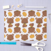 クマのパターン，かわいいクマ，秋，カボチャ 薄葉紙 (クラフト)