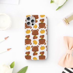クマのパターン,かわいいクマ,秋,カボチャ iPhone 11 ケース