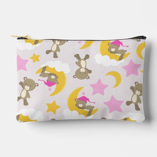 クマのパターン，テディベア，かわいいクマ，スター アクセサリーポーチ (正面)