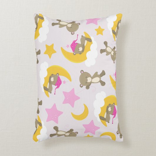 クマのパターン，テディベア，かわいいクマ，スター アクセントクッション (正面(垂直))