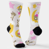 クマのパターン，テディベア，かわいいクマ，スター ソックス (傾斜あり)